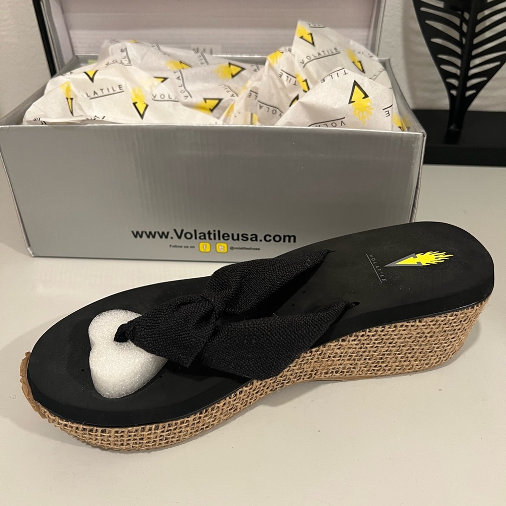 Volatile Black Wedge Sandals Size 10
